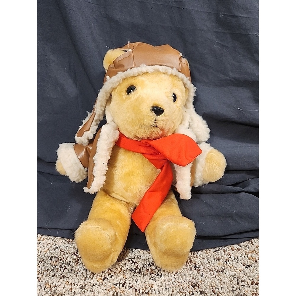 RARE 1983 VINTAGE TRUDY TOYS TEDDY‎ BEAR STUFFED PLUSH BOEING AVIATOR JACKET